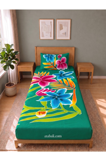Hand Painted Rayon Bedsheet Set Single Size